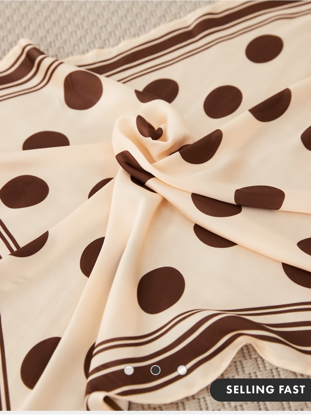 New ASOS medium headscarf with polka dot print in buttermilk and chocolate